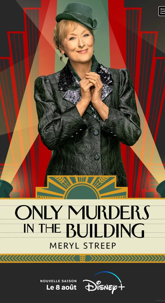 Affiche saison 3 Only Murders in the Building Meryl Streep - newsroom disney