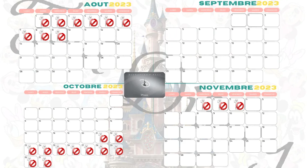 Disneyland Pass Silver access days calendar - Tout Disney