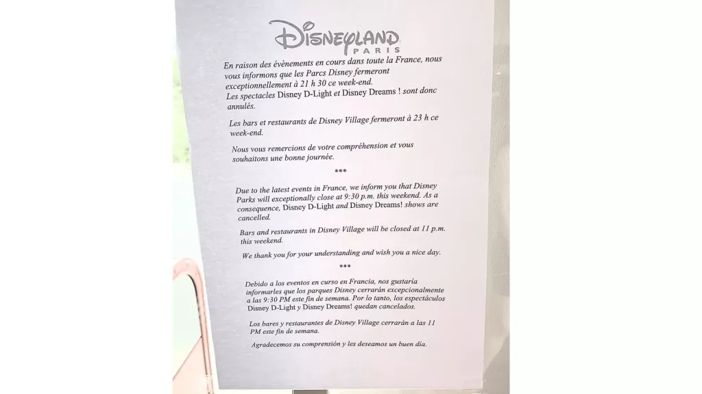 Le communiqué de Disneyland Paris - Tout Disney